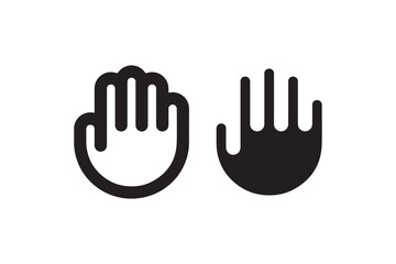 Raised hand icons in flat outline style Vector