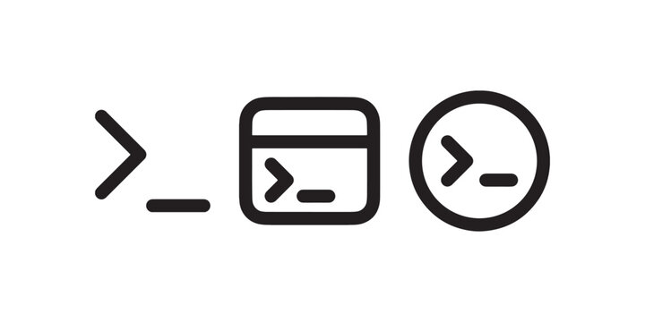 Terminal command line icon symbols set Vector
