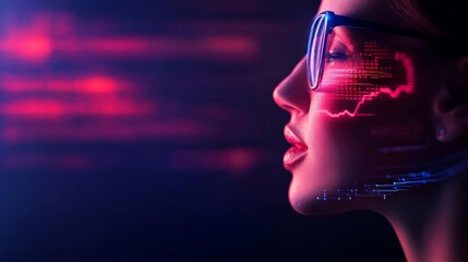 A sleek chrome AI avatar emits soundwaves as holographic symbols rise in front of a gradient tech background, showcasing advanced communication
