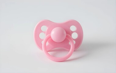 Pink pacifier on white background, pink baby pacifier for gender reveal background or poster