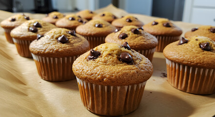 Delicious Vegan Chocolate Chip Muffins Freshly Baked For Breakfast