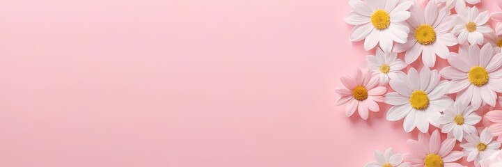 Fototapeta premium Soft floral pink background with delicate flowers, perfect for greeting cards, banners and ads