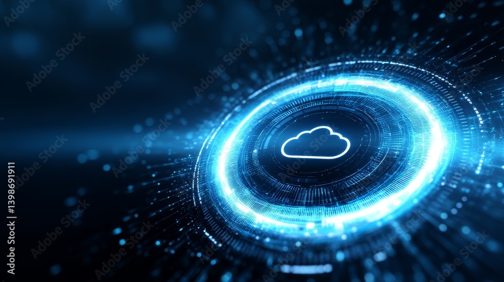 Poster cloud computing technology abstract - abstract illustration of a cloud computing concept, featuring 