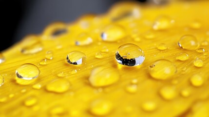 Close-up of water droplets on a yellow flower petal