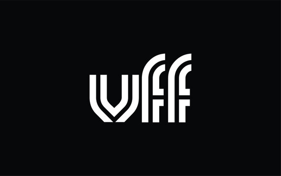 VFF Creative Unique Modern Letter Logo Design. Stylized logo featuring a unique letter design, presenting abstract minimalist aesthetics and modern appeal.