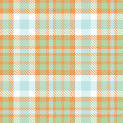 Elegant Warm faded orange & Vivid light grey green Seamless Tartan Textile Design