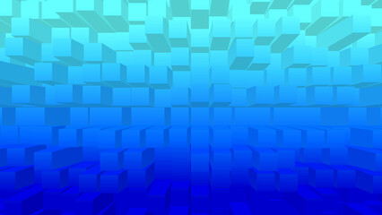Dynamic 3D design showcasing abstract cubes extending outward, with gradient transitions for depth. Ideal for creative, modern, and visually engaging digital projects.
