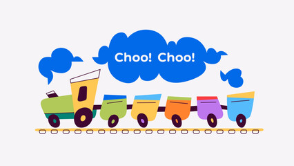 Colorful tractor with trailers. Educational game for children. Vector illustration. Bright colors. Cute funny toy for kids. Flat style design. Simple shapes.