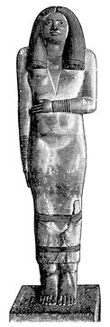Statue of Nesa. Saqqara, tomb of the official Kaper, Egypt. Publication of the "Meyers encyclopedia", Vol. 7, Leipzig, Germany, 1910.