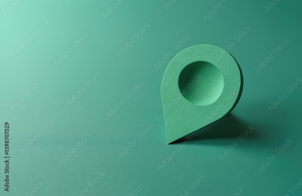 Aufkleber green paper cut location pin shape. pointer pad set on green paper background. navigation concept fo