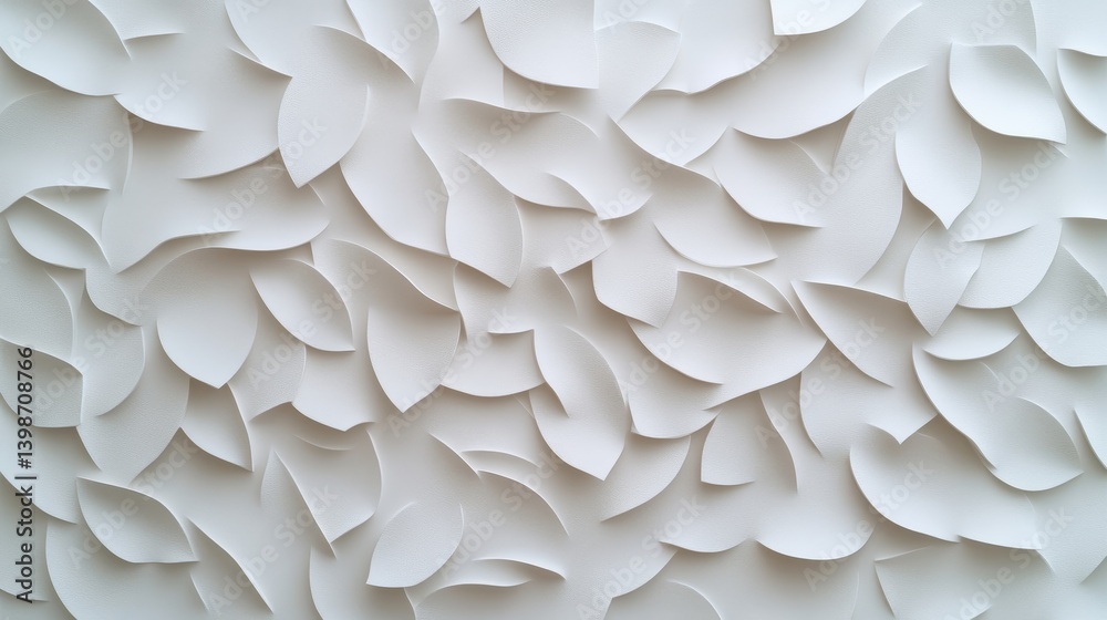 Aufkleber a rhythmic pattern of white 3d tile leaves enhances modern decor, showcasing sculpted design with su