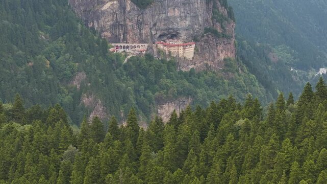 Sumela Monastery (S&uuml;mela Manastırı) Drone Video, Altındere National Park Ma&ccedil;ka, Trabzon Turkiye (Turkey)