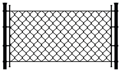 A chain link fence with a white background