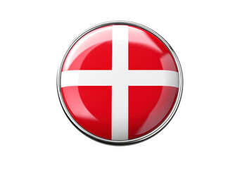 Obraz premium Denmark flag glossy button isolated on transparent background