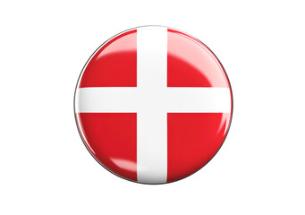Obraz premium Denmark flag glossy button isolated on transparent background