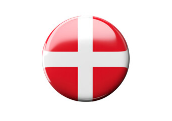Denmark flag on a round button isolated on transparent background