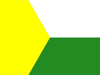 An abstract background image with three color blocks, bright yellow, white, and a deep green. The arrangement is geometric and simple.