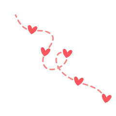 Heart route with dashed line. Love trip icon. Romantic travel symbol. 
