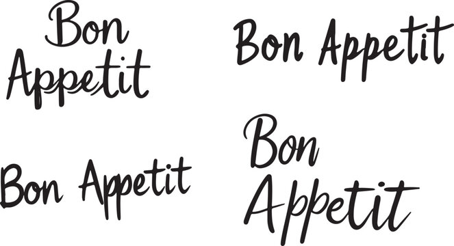 set of doodle sketch that say bon appetit