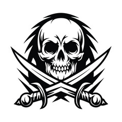 a pirate skull with crossed swords silhouette