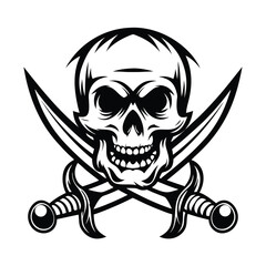 a pirate skull with crossed swords silhouette