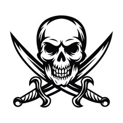 a pirate skull with crossed swords silhouette