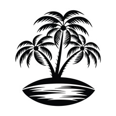 palm tree on an island silhouette