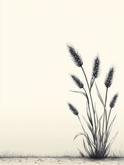 Fototapeta premium Wheat Stalks Against Beige Background - A minimalist illustration of wheat stalks against a beige background. Simple, elegant, and nature-inspired