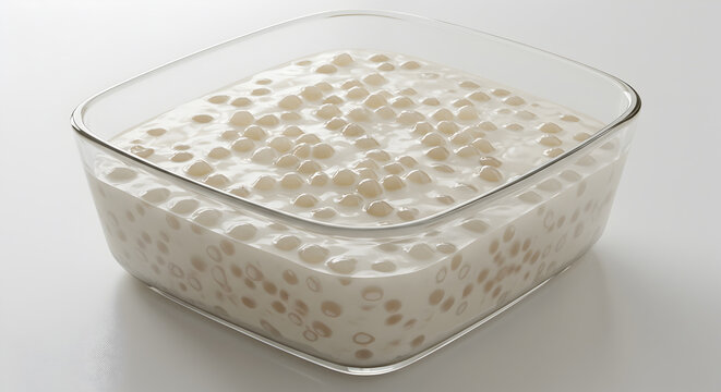 Tapioca Pudding In A Glass Dish Ready For A Delicious Dessert