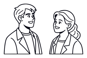 Interview or Chat Line Art Illustration