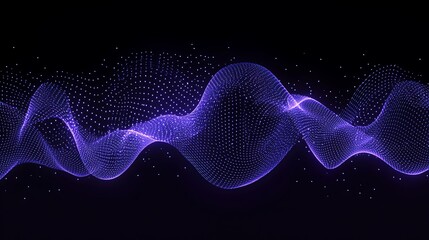Fototapeta premium A flowing abstract wave pattern of glowing purple dots