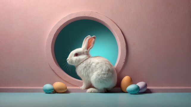 White bunny sitting peacefully animal photography.