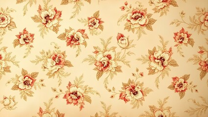 Timeless Elegance 18th Century Vintage Floral Wallpaper Pattern Infused with Linoleum Texture, Evoking Nostalgia and Sophistication in Decorative Wall Paint	