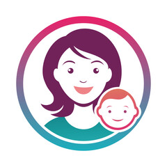 Obraz premium A mom smiling with her baby in a circle, designed for a happy mom
