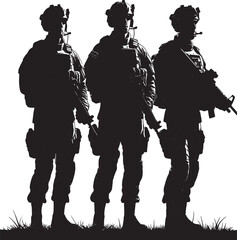 silhouettes of people in military uniform