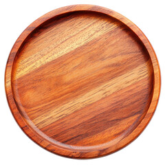 Round wooden tray showcasing natural grain patterns, ideal for serving food or decor