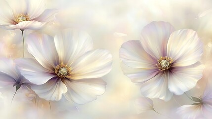 Fototapeta premium Elegant white flowers gracefully displayed with a dreamy soft artistic background