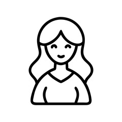 Woman smiling in a simple line art illustration  