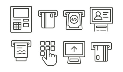 Set of icons for a bank machine