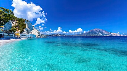 Fototapeta premium Stunning Turquoise Waters and Volcanic Views: A Mediterranean Paradise