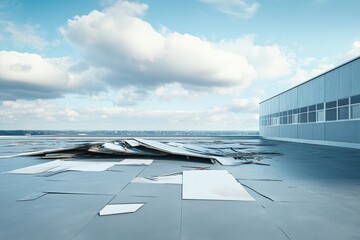 Creative advertising layout showcasing innovative design elements on a flat rooftop