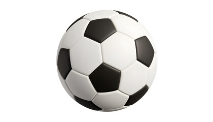 Fototapeta premium A classic soccer ball with its black and white panels isolated on a pure white background.