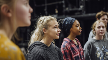 Fototapeta premium Theatre Rehearsal with Young Actors and Actresses