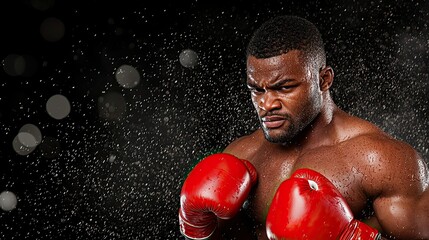 Powerful Boxer: Intense Portrait of a Muscular Athlete