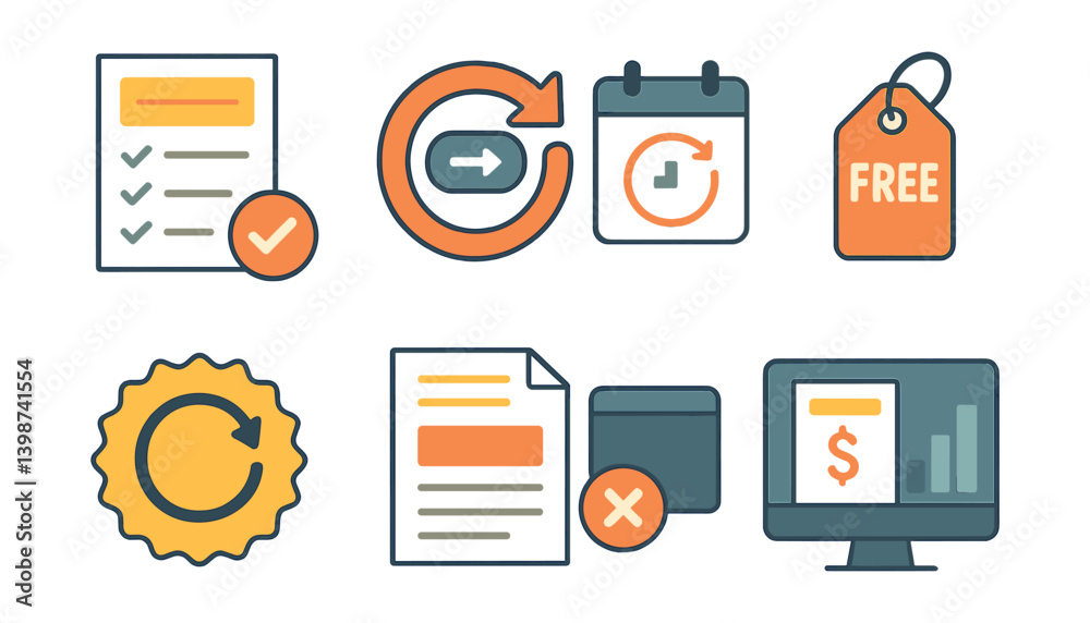 Poster set of icons for a computer screen