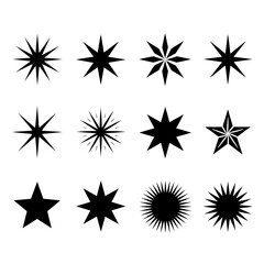 Star Silhouette Vector Bundle Black and White Star Clipart EPS Illustration