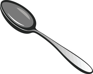 Classic Design Silver Spoon Cutout Vector Illustration