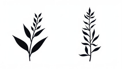 Fototapeta premium Elegant Black Silhouette Botanical Branch Set