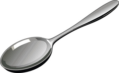 Classic Design Silver Spoon Cutout Vector Illustration