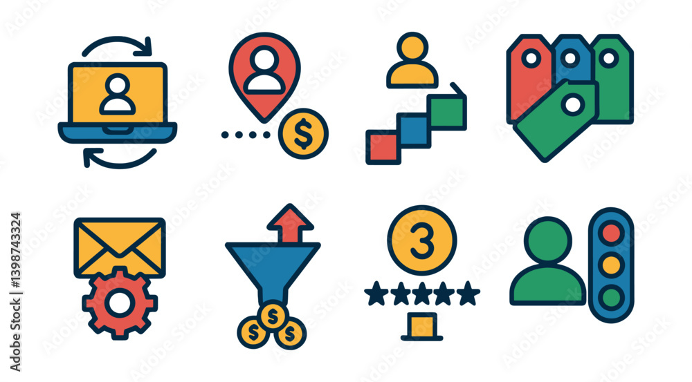 Aufkleber set of icons for a computer program
